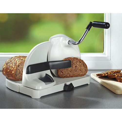 Wenko Brotschneidemaschine mit Handkurbel aus Edelstahl in Silber und Weiß - Bild 2