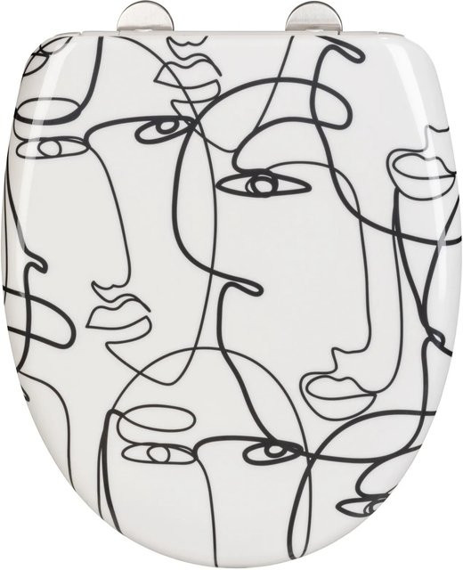 Wenko WC-Sitz Faces mit Absenkautomatik in Weiß-Schwarz, B/T: 45,0 x 38,0 cm - Bild 1