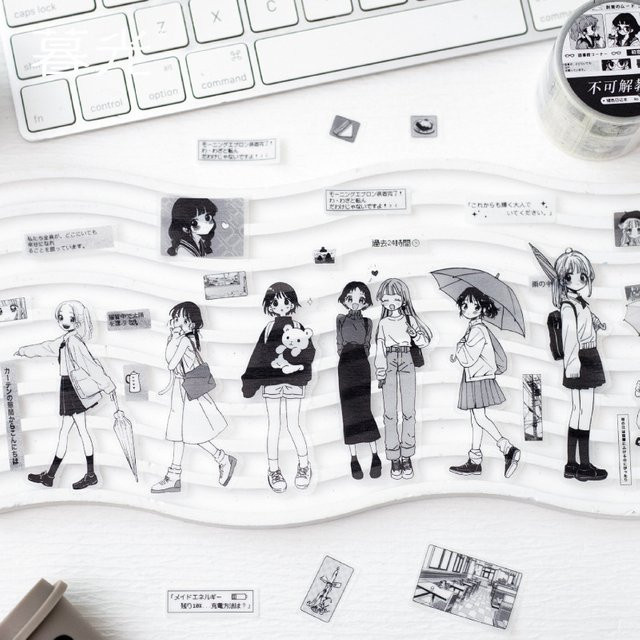 Comic-Streifen Charakter Sprechblasen Aufkleber in Weiß für Manga Kunst und DIY Scrapbooking - Bild 1