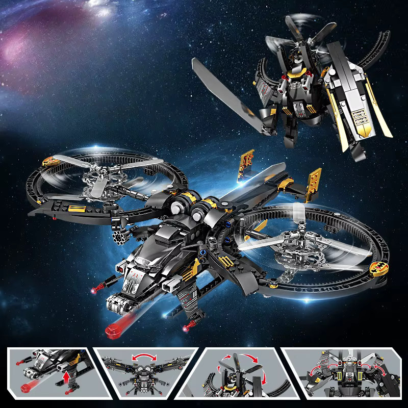 HUATEC Science Fiction Aricraft Starfighter Variable Mecha Mini Bricks Baustein Set in Schwarz - Bild 3