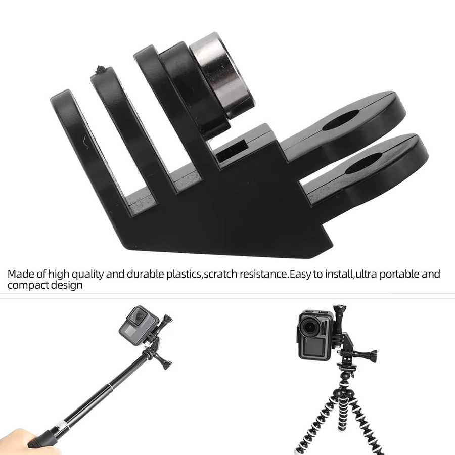 EXSKOF 90 Grad Vertikaler Adapter Stativhalterung für GoPro Hero, Insta360, SJCAM, AKASO und DJI OSMO Action-Kameras, Schwarz - Bild 3