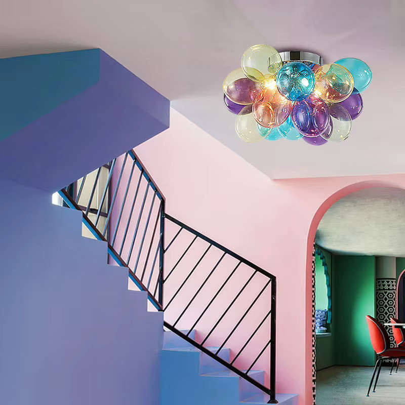 JIANKEXING Nordic Glas Ballon Anhänger Lampe in Multicolour mit warmweißem Licht für Kinderzimmer, Küche oder Restaurant - Bild 2