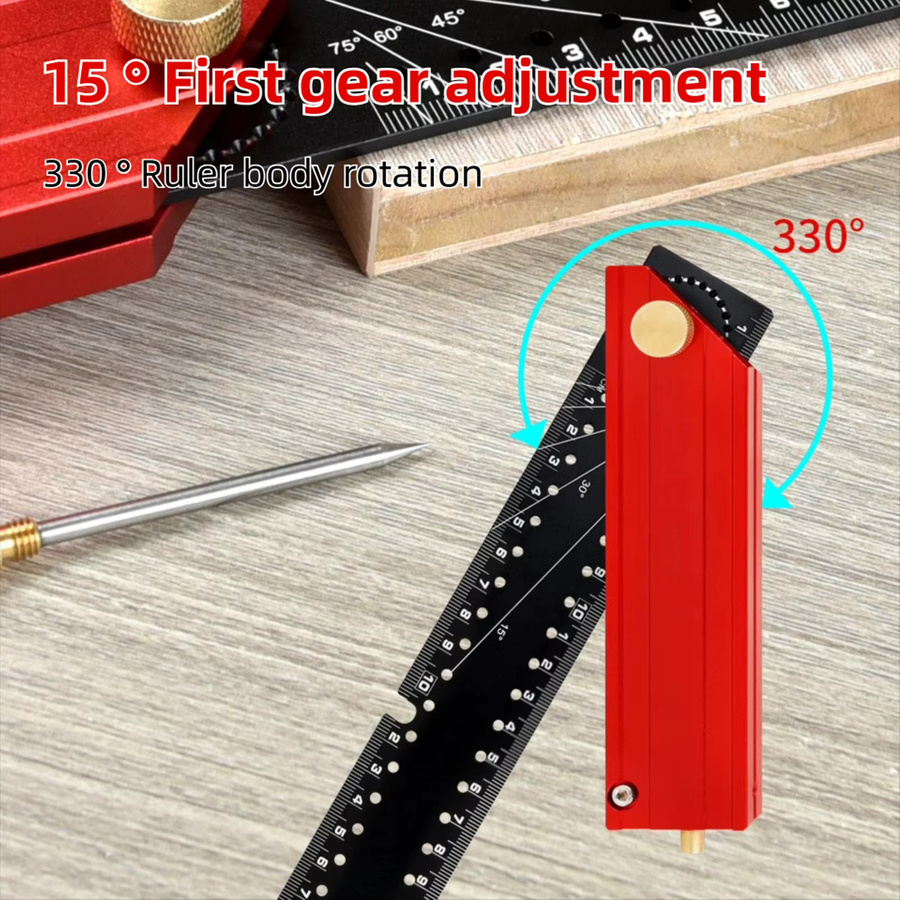 Zimmermanns-Quadratlineal aus Aluminiumlegierung in Rot, metrisches Dreieckslineal für präzise 90 Grad Messungen, Breite: 30,0 cm, Höhe: 16,5 cm - Bild 2