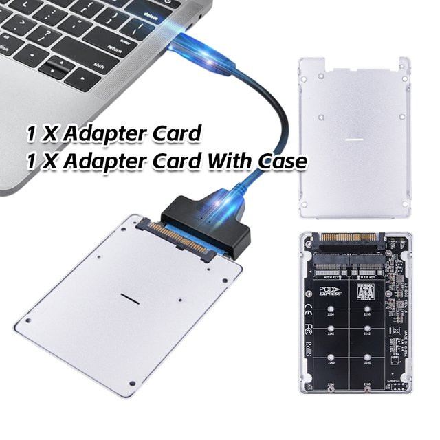 ALLOET M.2 NVMe zu U.2 Adapterkarte mit Gehäuse für NGFF SATA und NVMe SSDs, SFF-8639 Anschluss - Bild 1