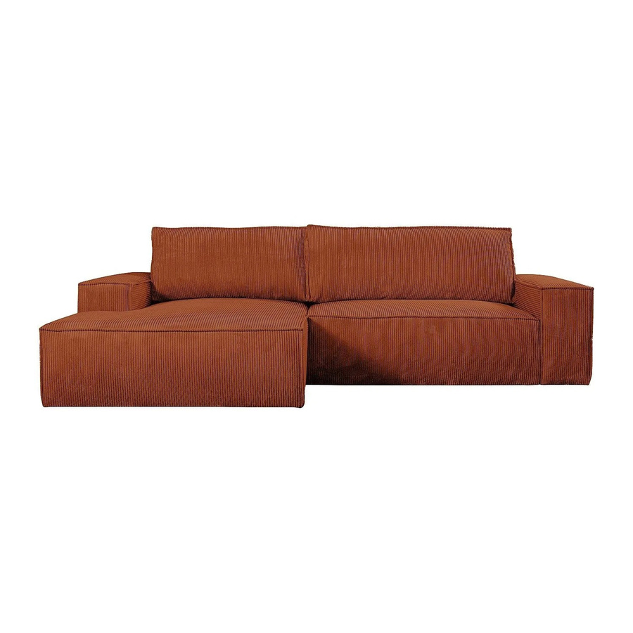 Vente-unique Schlafsofa Amelia in L-Form mit Cord-Bezug, Farbe Terracotta, Breite: 267 cm - Bild 2