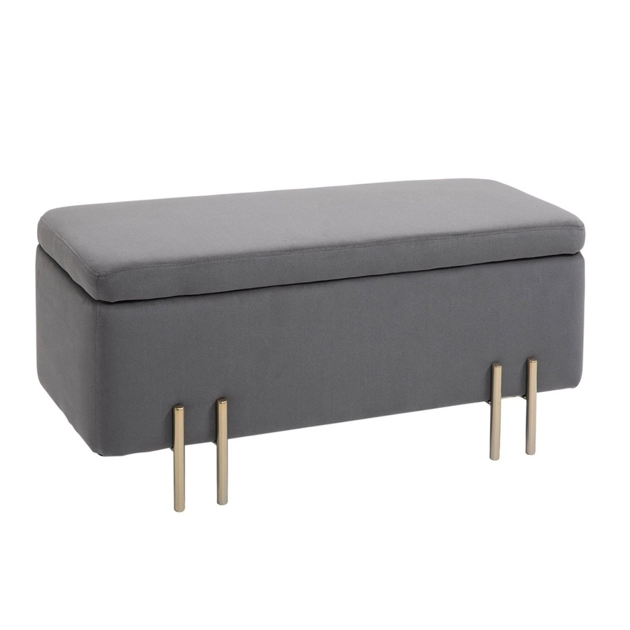 HOMCOM Sitzbank mit Stauraum aus Stoff und Gummiholz in Dunkelgrau, B/T/H: 100 x 40 x 42 cm - Bild 2