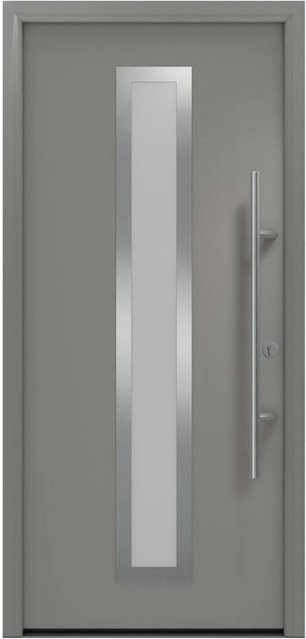 EcoStar Haustür Isopro Secur IPS 700S in Graualuminium mit Glaseinsatz, RC2, DIN Rechts, B: 110 cm, H: 210 cm - Bild 1