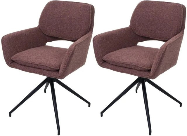 2er-Set MCW Esszimmerstuhl N74 drehbar mit Auto-Return aus Stoff Bouclé in Hellbraun/Beige - Bild 2