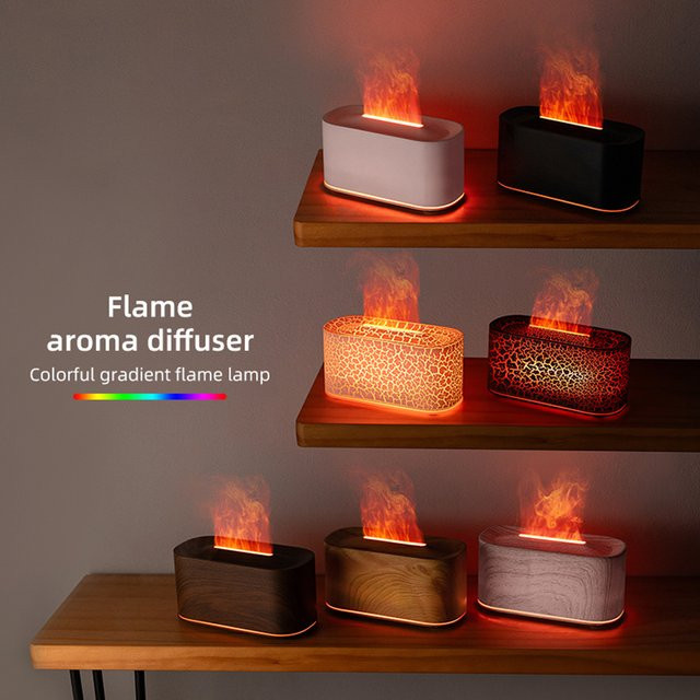 Sulvgo Aromatherapie-Diffusor mit Flammeneffekt und Luftbefeuchter in Schwarz - Bild 1