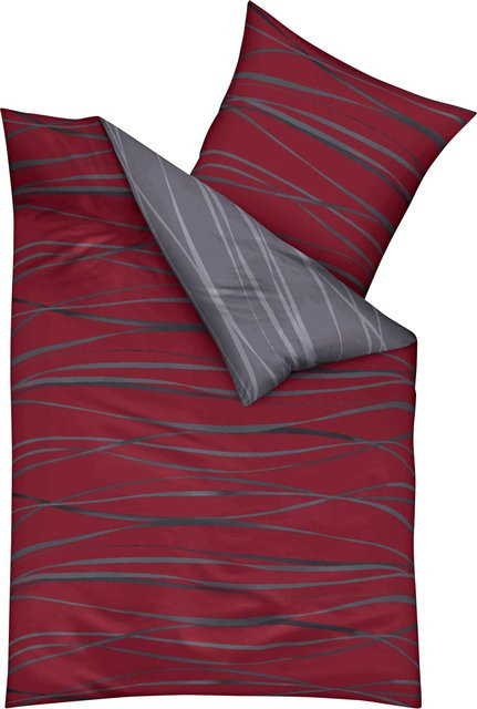 Kaeppel Bettwäsche Graphic Modern Reversible aus Baumwolle mit Reißverschluss, Rot und Anthrazit, 80x80 cm - Bild 1