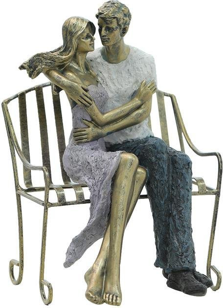 Yiran Furniture Retro Skulptur Paar in Bronze-Optik aus Harz und Eisen, Gold, Höhe: 28,0 cm, Breite: 18,5 cm, Tiefe: 18,5 cm - Bild 1