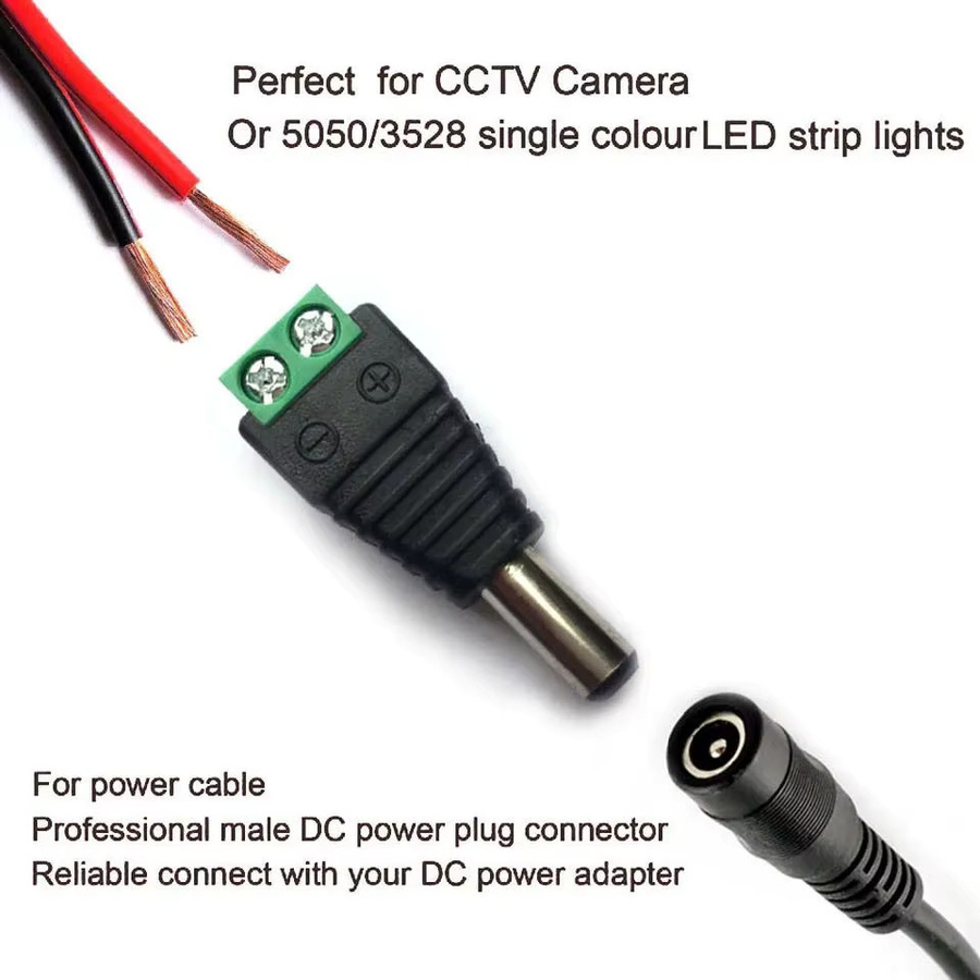 5 Sets DC 12 V Stecker und Buchse für Netzstecker-Adapter, CCTV-Kameras und LED-Streifen in Schwarz - Bild 1