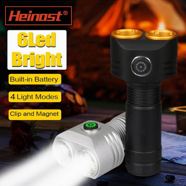 Heinast Wiederaufladbare 6-LED-Taschenlampe aus Aluminiumlegierung mit Magnet und 4 Modi als Arbeitsleuchte - Bild 1