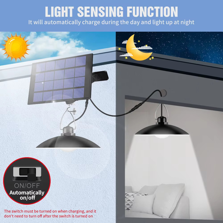 CanLing Solar-Pendelleuchte LED Außenlampe Schwarz wasserdicht für Garten und Park - Bild 2