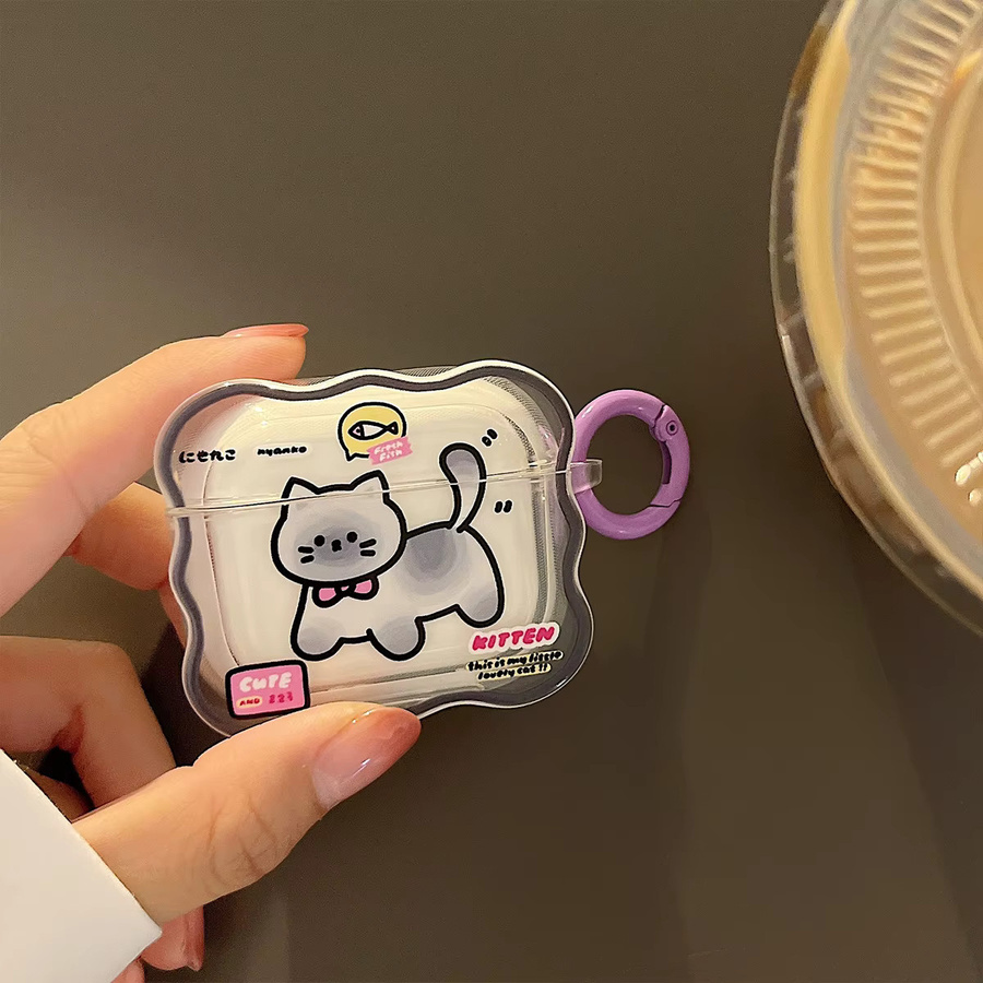 Schutzhülle mit Cartoon-Blumen-Design für Apple AirPods 1, 2, 3 und Pro inklusive Schlüsselring in Grün - Bild 2