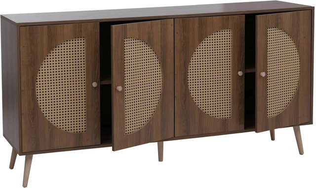 MCW Sideboard P49 Kommode mit Poly-Rattanfront aus MDF in Braun, B/T/H: 160 x 80 x 40 cm - Bild 2