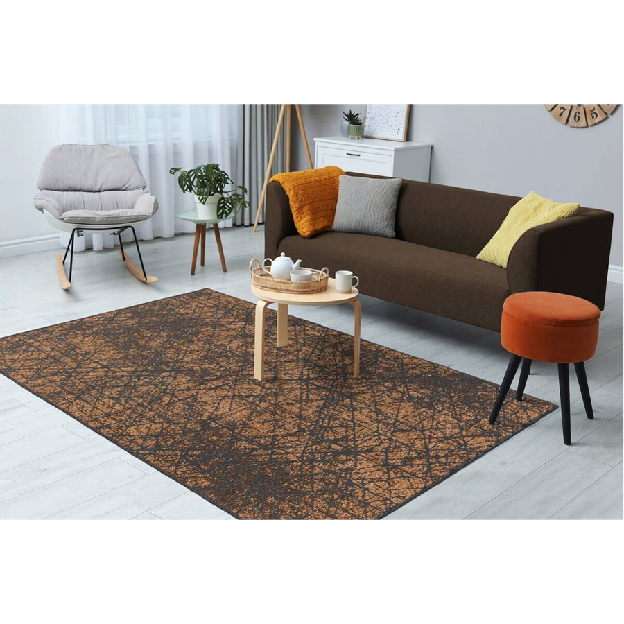 Kayoom Flachflorteppich Kalea 225 in Gelb mit Used-Look und High-Low-Effekt aus Polyester, B/H/L: 160 x 0,8 x 230 cm - Bild 2