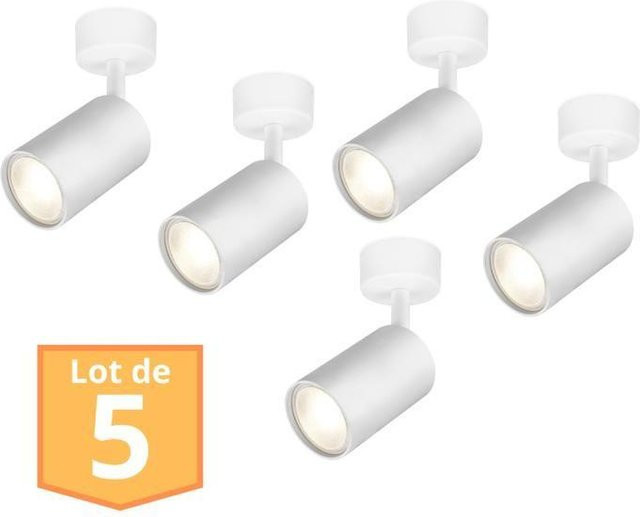 Set mit 5 ausrichtbaren LED-Deckenstrahlern in Weiß, GU10, 35W, aus Aluminium - Bild 1