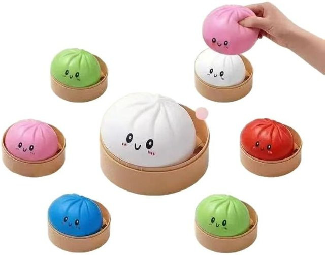 Topmix Virales Mehlbrötchen Knetspielzeug, Teigtaschen Stressball mit Dampfgarer-Hülle, Bunt / Mehrfarbig - Bild 1