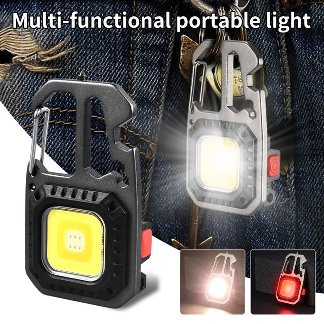 GGBEE Mini LED COB Arbeitslicht, wiederaufladbarer Schlüsselanhänger und tragbare Taschenlampe für Outdoor, Camping und Wandern - Bild 1