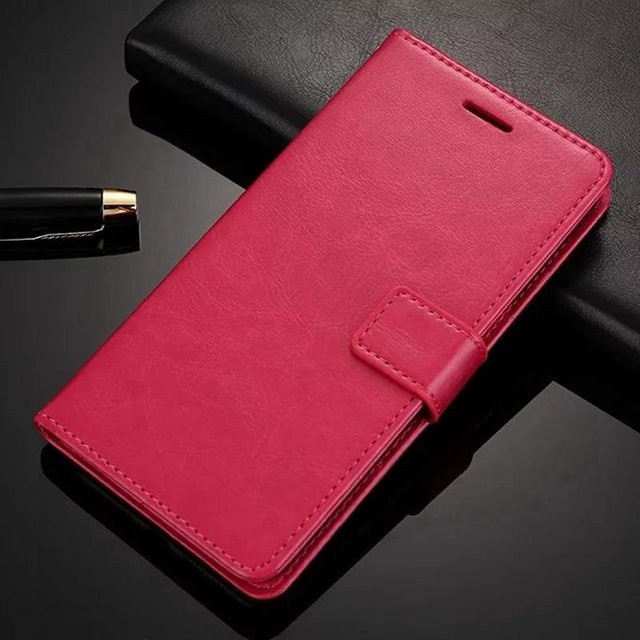 Leder Handyhülle im Buchstil mit Kartenfach und Standfunktion für Samsung Galaxy A05 A15 A25 A35 A55 A24 A34 A54 5G A53 5G sowie Redmi Note 13 Pro und Xiaomi POCO M6 Pro in Rosa - Bild 1