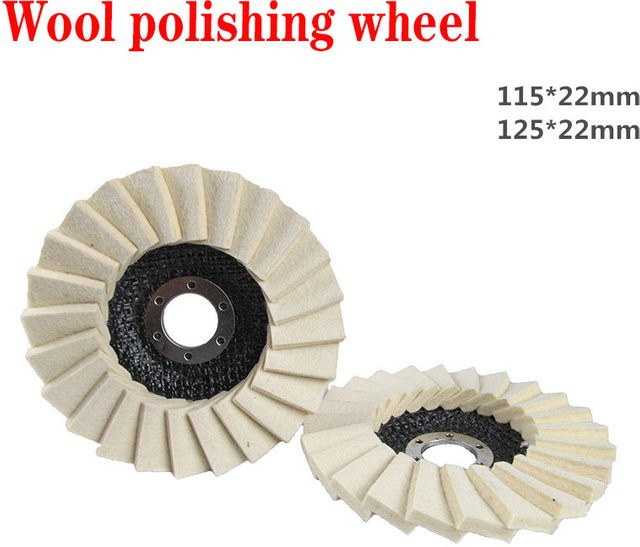 Wollfilz-Polierpad für Winkelschleifer, Lamellen-Polierscheibe für Metall und Keramik, Weiß, Durchmesser: 115 mm bis 125 mm - Bild 1