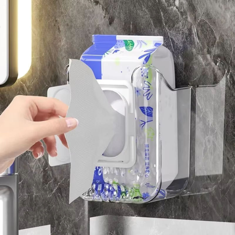 Wandmontierte Taschentuchbox aus Kunststoff in Transparent, platzsparender Toilettenpapierhalter und Serviettenbehälter für das Badezimmer - Bild 3