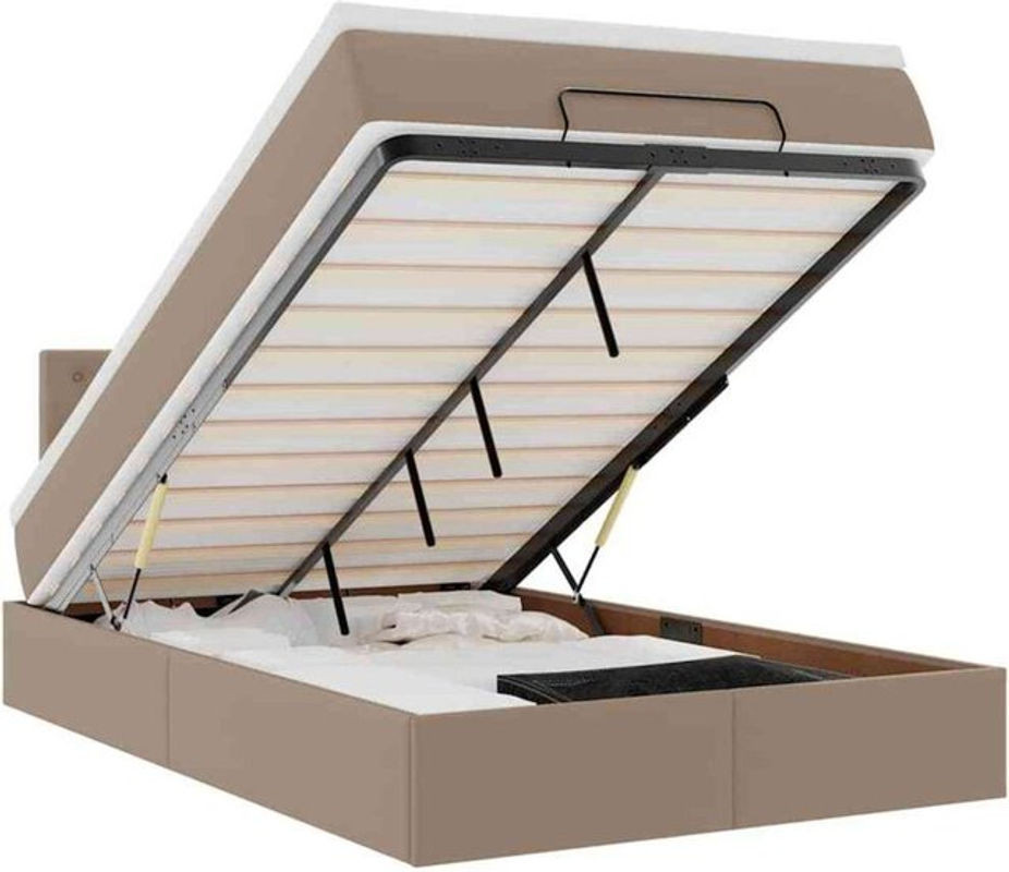vidaxl Ottoman Polsterbett mit Matratze aus Kunstleder in Braun, B/T/H: 120 x 200 x 88 cm - Bild 1