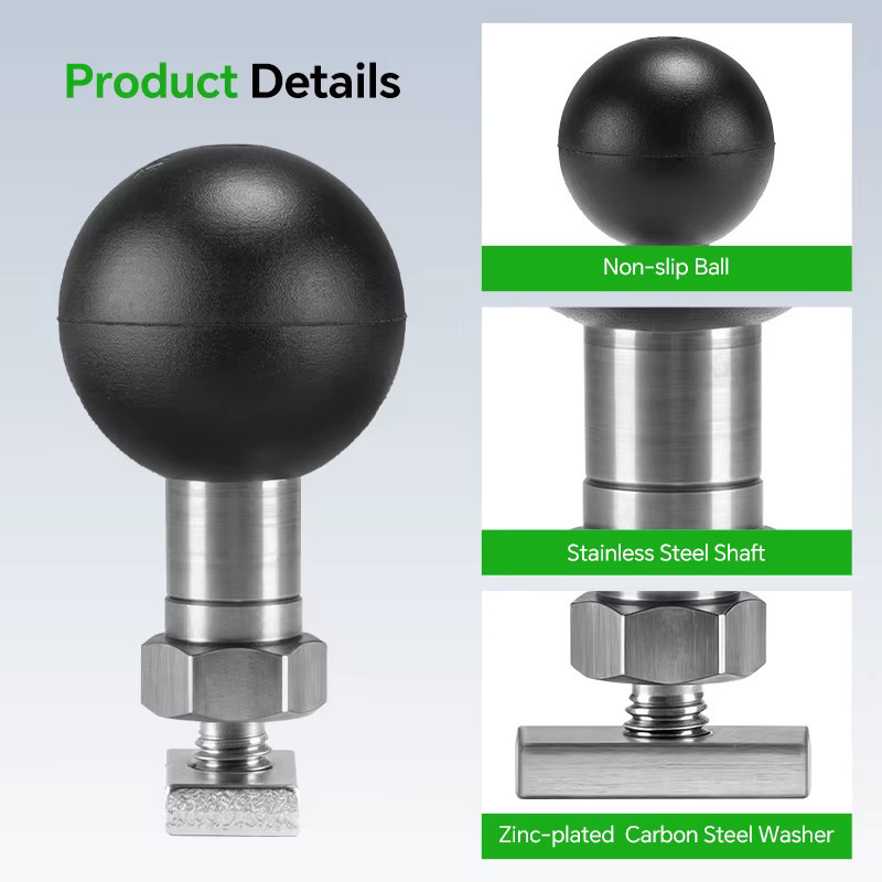 FANAUE Trackball-Halterung in Schwarz, kompatibel mit Handy- und Sportkamera-Halterungen, stabil und rutschfest, 25/20/17 mm - Bild 4