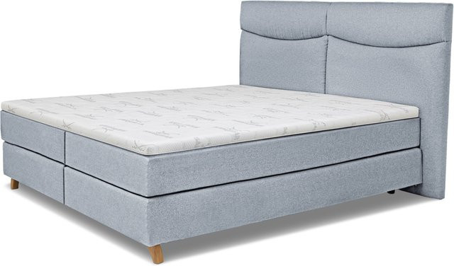 Boxspringbett SANSIBAR LIVING Langeoog in Blau mit Stoffbezug und Taschenfederkern, B/T: 160 x 200 cm - Bild 1