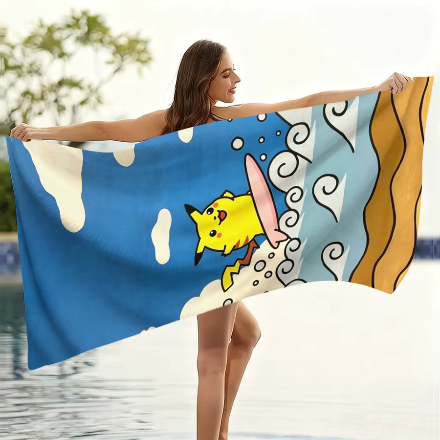 Potdemiel Pikachu Surfing Pokemon Spirit Strandtuch, schnelltrocknendes Handtuch, Multicolour - Bild 4