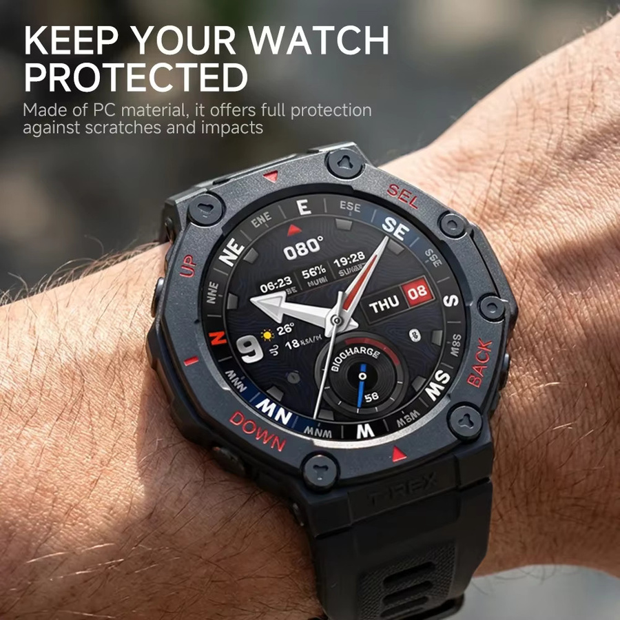 CHIICSMART Schutzhülle für Huami Amazfit T-Rex 3Pro 48 mm, Schwarz, Kunststoff, Silikon, Unisex - Bild 5