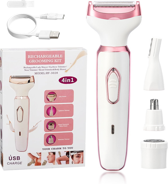 Pemy 4-in-1 Elektrischer Damenrasierer und Epilierer, Weiß - Bild 1