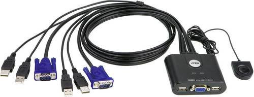 ATEN CS22U-AT KVM-Umschalter mit 2 Ports, VGA, USB 2.0, 2048 x 1536 Pixel, Schwarz - Bild 1