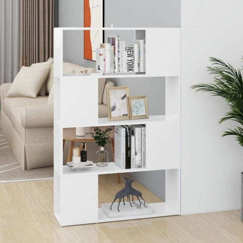 Vidaxl Bücherregal Raumteiler Weiß, B/T/H: 80 x 24 x 124,5 cm aus Holzwerkstoff - Bild 1