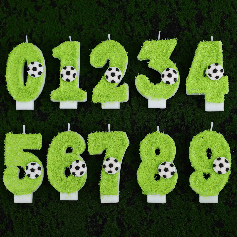 MINISO Digitale Geburtstagskerze Fußball Sport Motiv in Grün für Kinder - Bild 1