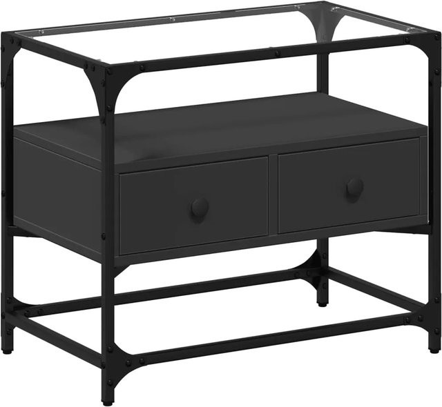 vidaXL TV-Schrank im Industrial Design aus Holz, Metall und Glas in Schwarz, B: 60 cm, T: 35 cm, H: 51 cm - Bild 1