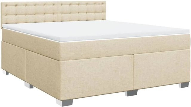 vidaXL Boxspringbett mit Matratze Hybrid-Design in Beige und Weiß aus Stoff, B/T: 180 x 200 cm - Bild 1