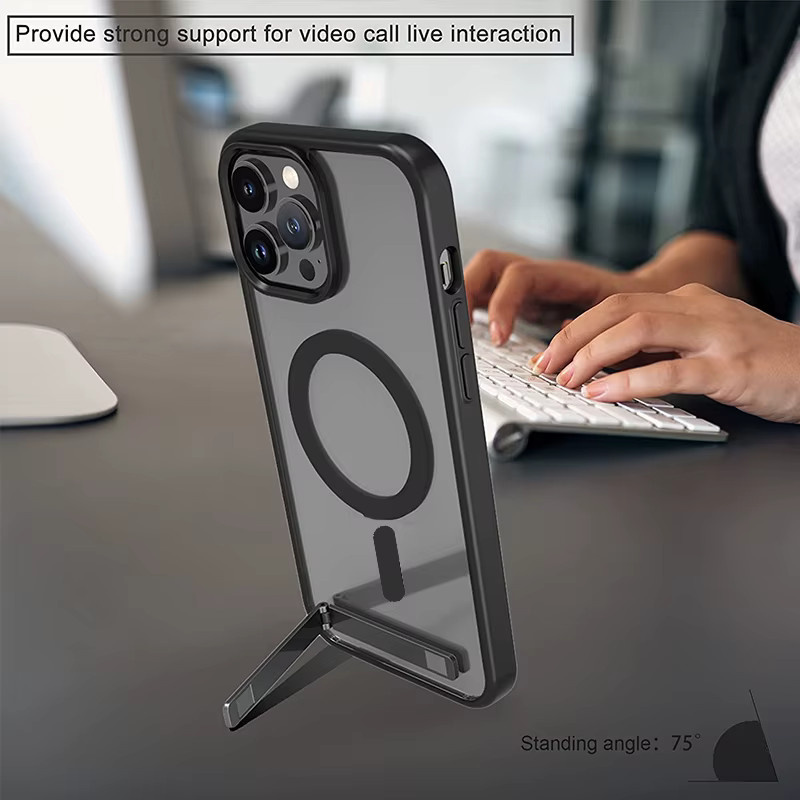 UYUXIO Magnetische Handyhülle mit Ständerabdeckung und Halterung für iPhone 17 Pro Max, 16, 15, 14, 13, 12, 11 Plus in Schwarz - Bild 3