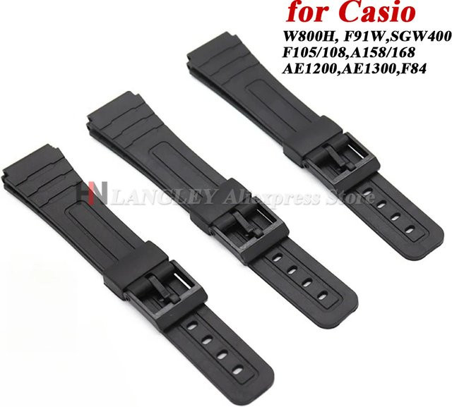 Casio Uhrenarmband Silikonkautschuk, 18 mm, Schwarz, Unisex - Bild 1