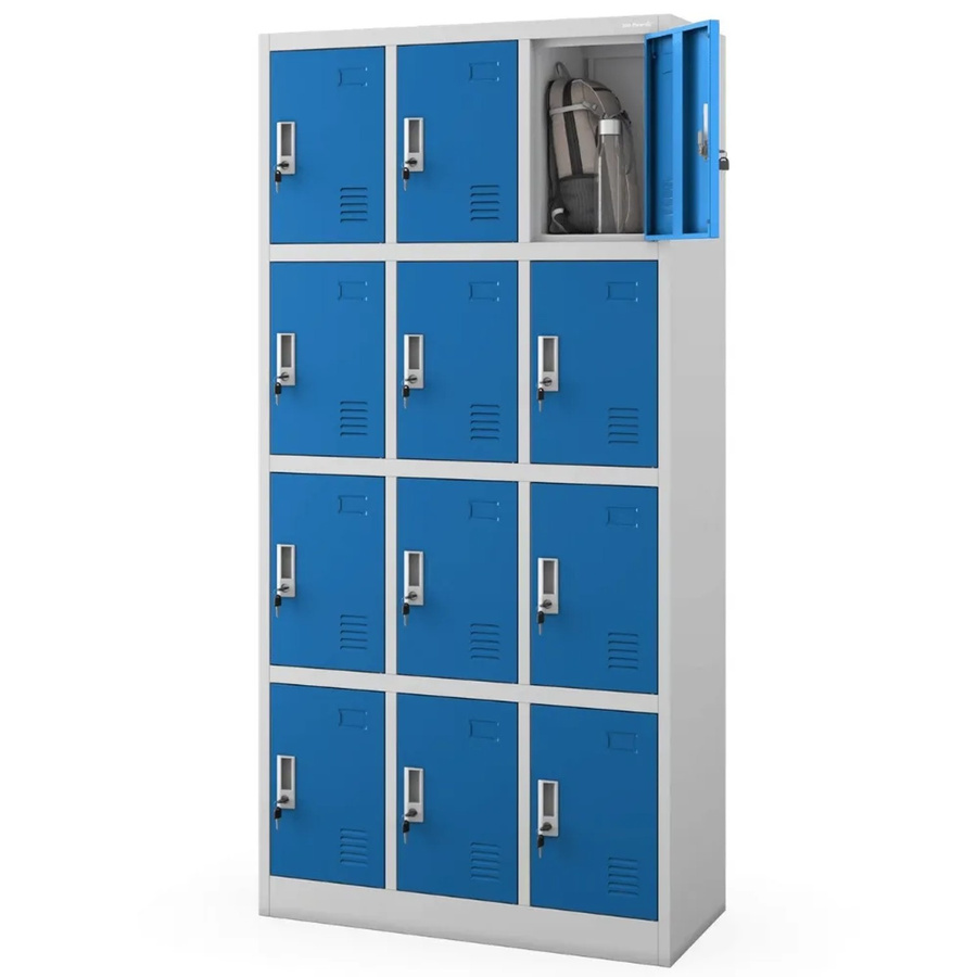 JAN NOWAK Schließfachschrank Marcin mit 12 Fächern aus Stahl in Grau-Blau, H x B x T: 185 x 90 x 40 cm - Bild 2