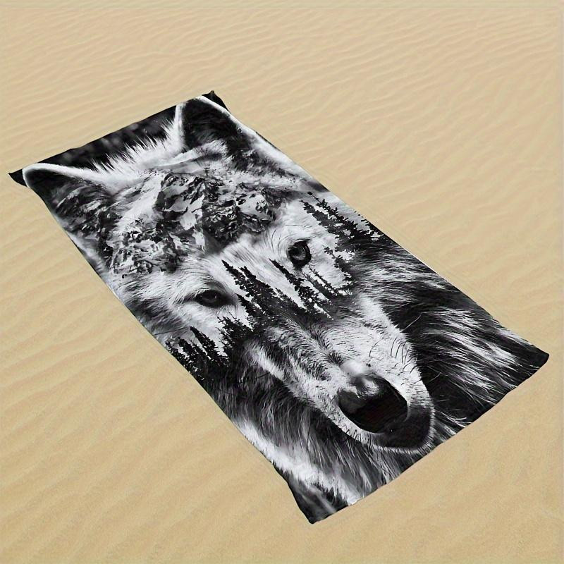 Strandtuch mit Wolfskopf-Muster von Dalangpa, Breite: 30 cm, Höhe: 60 cm - Bild 3