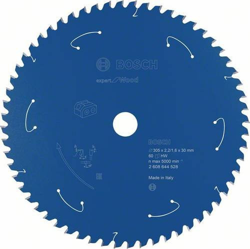 Bosch Expert Wood Kreissägeblatt mit Carbide-Spitzen für Kreissägen und Gehrungssägen, Durchmesser: 305 mm, Zähneanzahl: 60, Farbe: Blau - Bild 1