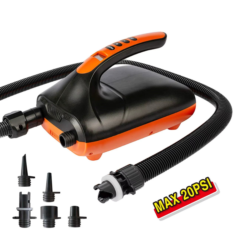 Betuyoo Zweistufige elektrische 12-V-Luftpumpe in Orange mit 20 PSI, digitaler Anzeige und automatischem Stopp für SUP, Schlauchboote und Kajaks - Bild 5