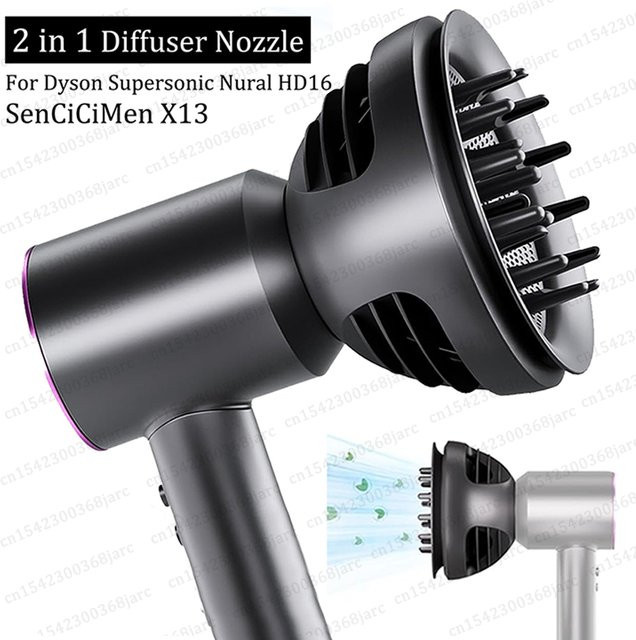 SenCiciMen X13 2-in-1 Diffusordüse für Dyson Supersonic HD16 Nural Haartrockner in Schwarz - Bild 1