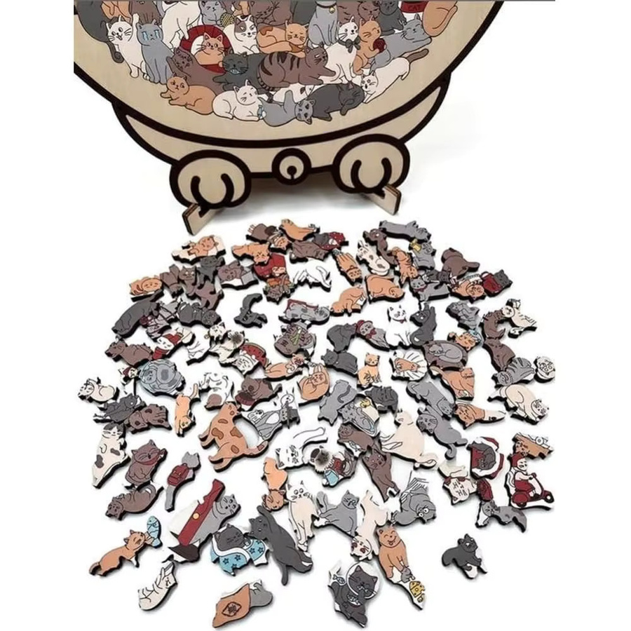 Katzenpuzzle, Holzpuzzle, 135 Teile, Morandi-farbig, Bunt / Mehrfarbig - Bild 3