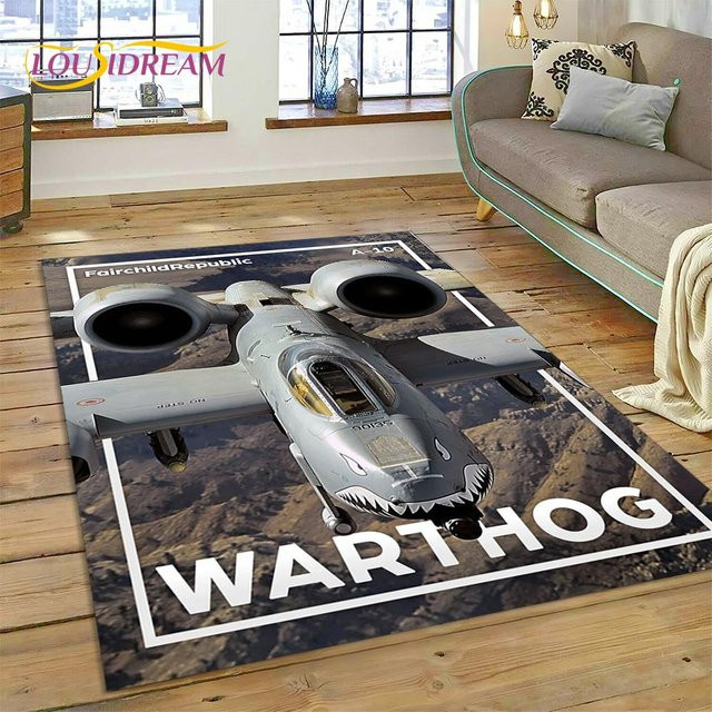 Rutschfester 3D Luftwaffe Düsenjäger Spitfire Teppich von Wucifang Jewelry in Grau, B/B: 40 x 60 cm - Bild 1