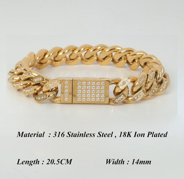 Wucifang Jewelry Armband, 18 Karat Gold vergoldet, Edelstahl, Zirkonia, Unisex - Bild 1