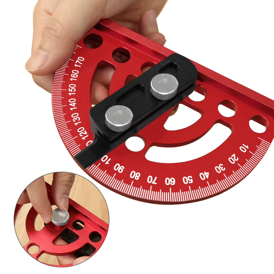FNICEL Winkelpräzisions-Winkelmesser aus Aluminiumlegierung in Rot für die Holzbearbeitung - Bild 5