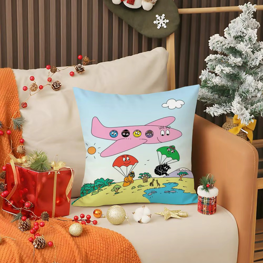 Barbapapa Kissenbezug aus weichem Plüschstoff in Multicolor, doppelseitig bedruckt - Bild 2